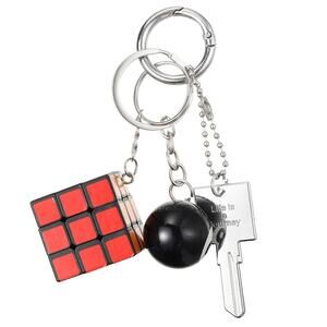 Mini Rubik Cube & Engraved Key Bag Charm